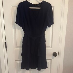 Women's Navy Wrap Tiered Dress - Alex Marie
